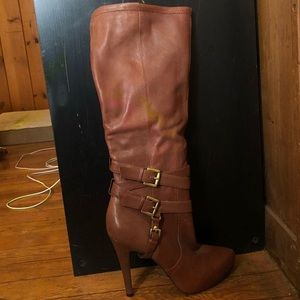 SAM EDELMAN COGNAC KNEE HIGH BOOTS
